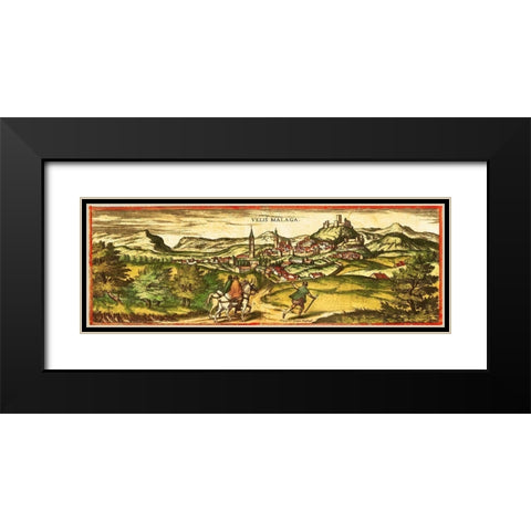 Velez Malaga Spain Black Modern Wood Framed Art Print with Double Matting by Hogenberg, Braun