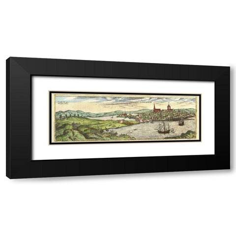Stockholm Sweden Black Modern Wood Framed Art Print with Double Matting by Hogenberg, Braun