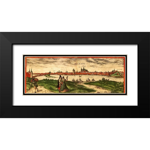 Orleans France Black Modern Wood Framed Art Print with Double Matting by Hogenberg, Braun