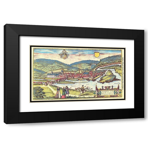 Munt Munden Switzerland Black Modern Wood Framed Art Print with Double Matting by Hogenberg, Braun