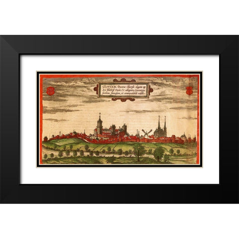 Kleve Germany Black Modern Wood Framed Art Print with Double Matting by Hogenberg, Braun