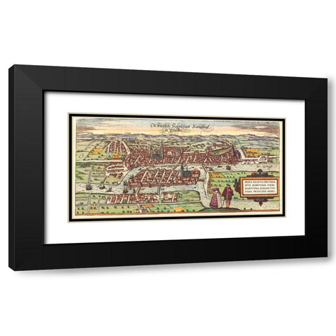 Kaliningrad Russia Black Modern Wood Framed Art Print with Double Matting by Hogenberg, Braun