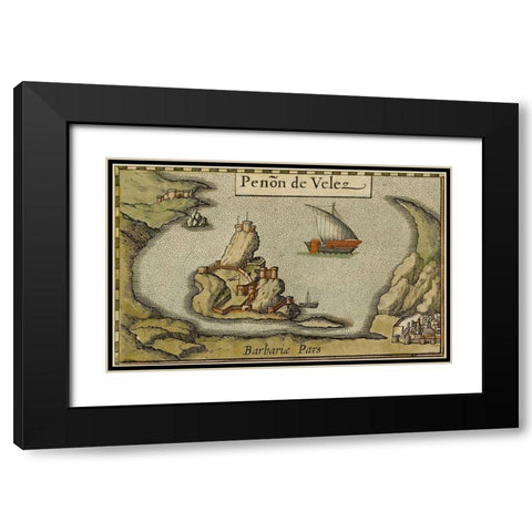 Penon de Velez de la Gomera Black Modern Wood Framed Art Print with Double Matting by HONDIUS