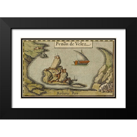 Penon de Velez de la Gomera Black Modern Wood Framed Art Print with Double Matting by HONDIUS