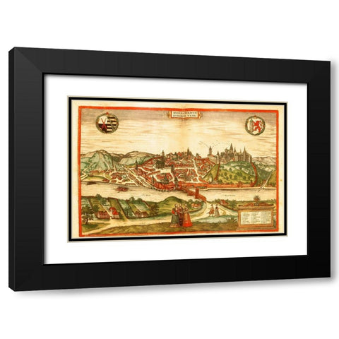 Meissen Germany Black Modern Wood Framed Art Print with Double Matting by Hogenberg, Braun