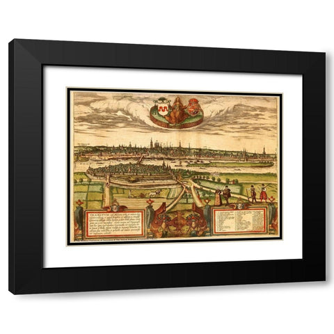 Maastricht Netherlands Holland Black Modern Wood Framed Art Print with Double Matting by Hogenberg, Braun