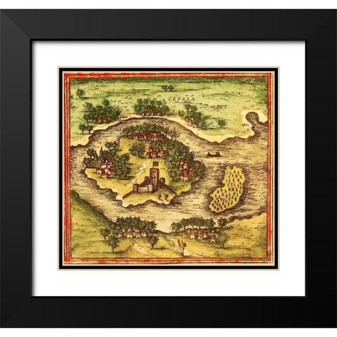 Mozambique Black Modern Wood Framed Art Print with Double Matting by Hogenberg, Braun