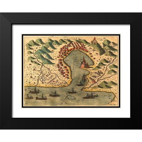 Vlore Greece Black Modern Wood Framed Art Print with Double Matting by Pinargenti