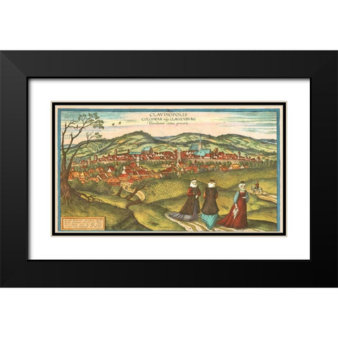 Dacia Romania Black Modern Wood Framed Art Print with Double Matting by Hogenberg, Braun