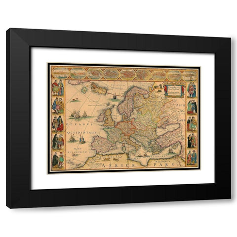 Europe Black Modern Wood Framed Art Print with Double Matting by Blaue