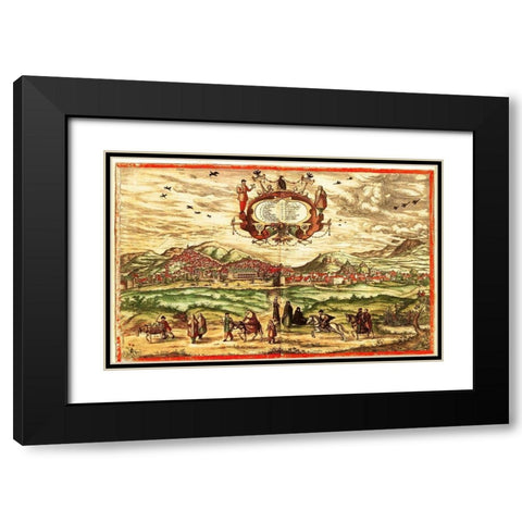 Spain Black Modern Wood Framed Art Print with Double Matting by Hogenberg, Braun