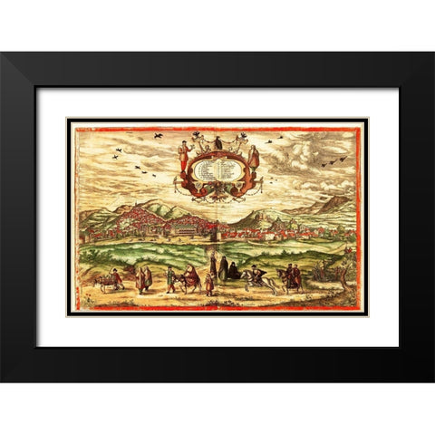 Spain Black Modern Wood Framed Art Print with Double Matting by Hogenberg, Braun