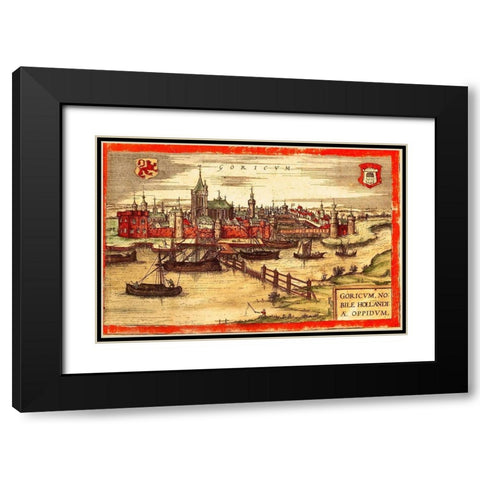 Holland Black Modern Wood Framed Art Print with Double Matting by Hogenberg, Braun