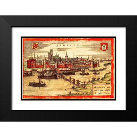 Holland Black Modern Wood Framed Art Print with Double Matting by Hogenberg, Braun
