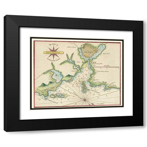 Gulf of Venice Black Modern Wood Framed Art Print with Double Matting by Hogenberg, Braun