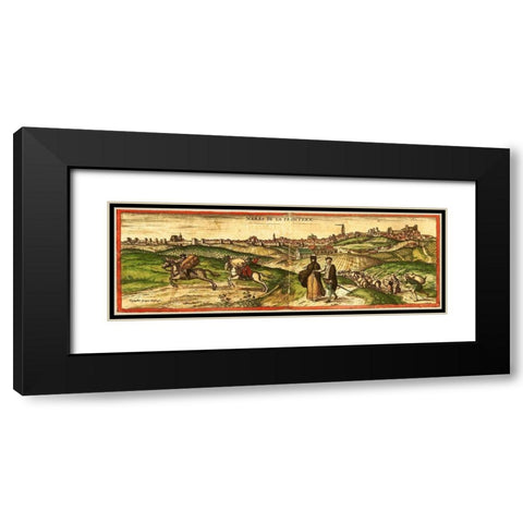 Spain Black Modern Wood Framed Art Print with Double Matting by Hogenberg, Braun