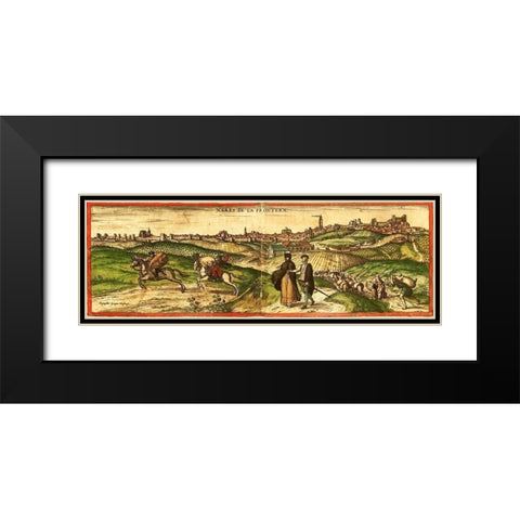 Spain Black Modern Wood Framed Art Print with Double Matting by Hogenberg, Braun