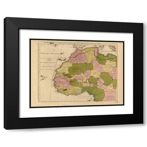 Map of Barbary and Black Africa and Guinee Black Modern Wood Framed Art Print with Double Matting by I''sle, Guillaume de