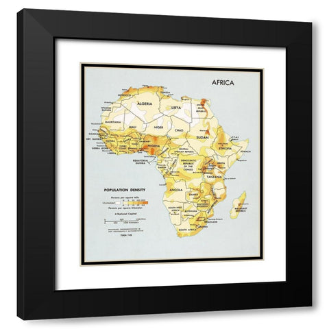 Africa Population Density  Black Modern Wood Framed Art Print with Double Matting by CIA