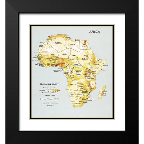 Africa Population Density  Black Modern Wood Framed Art Print with Double Matting by CIA