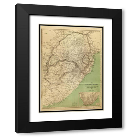 Seat of War in Africa 1899 Black Modern Wood Framed Art Print with Double Matting by US Adjutant Generals Office