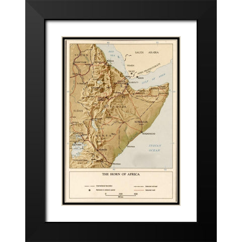 Horn of Africa 1969 Black Modern Wood Framed Art Print with Double Matting by CIA
