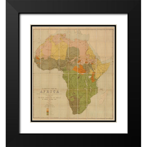 African Languages 1883 Black Modern Wood Framed Art Print with Double Matting by Ravenstein, Ernest George
