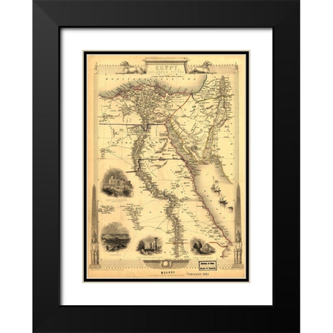 Egypt and Arabia Petrea Black Modern Wood Framed Art Print with Double Matting by Rapkin, J