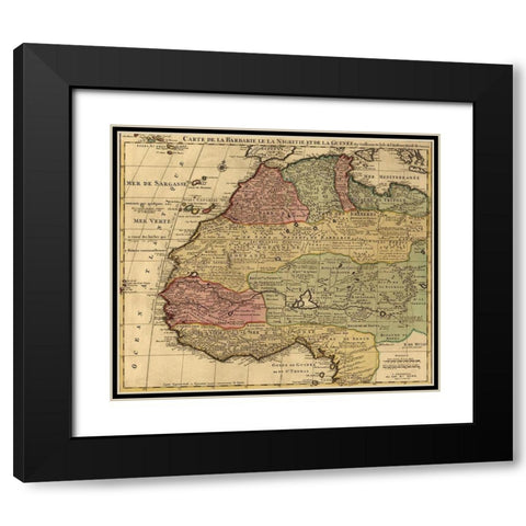 Barbary Black Africa and Guinee 1792 Black Modern Wood Framed Art Print with Double Matting by I''sle, Guillaume de