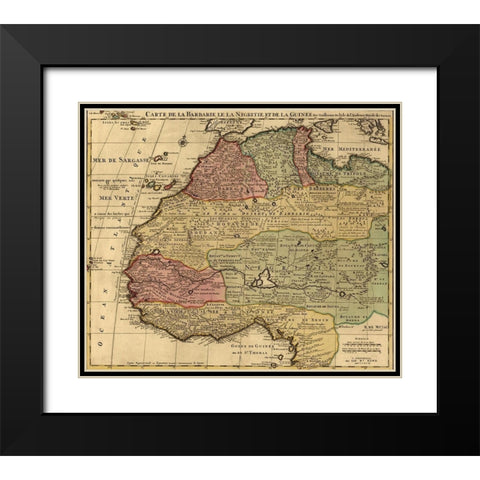 Barbary Black Africa and Guinee 1792 Black Modern Wood Framed Art Print with Double Matting by I''sle, Guillaume de