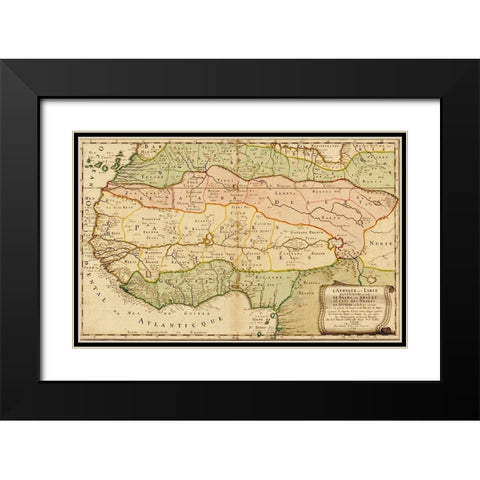 West Africa 1679 Black Modern Wood Framed Art Print with Double Matting by Sanson, Nicolas