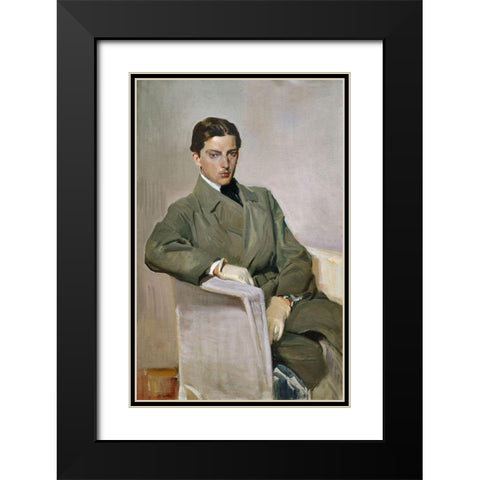 Joaquin Black Modern Wood Framed Art Print with Double Matting by Sorolla, Joaquin
