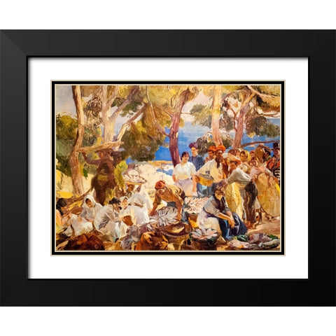 Catalonia Fish Black Modern Wood Framed Art Print with Double Matting by Sorolla, Joaquin