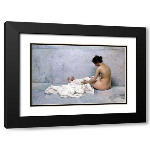 Naked Black Modern Wood Framed Art Print with Double Matting by Sorolla, Joaquin