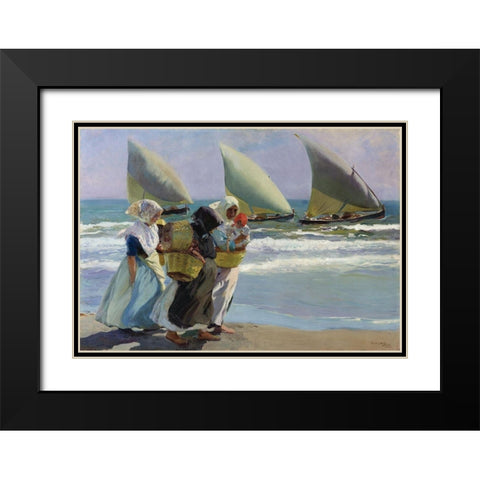The three candles Black Modern Wood Framed Art Print with Double Matting by Sorolla, Joaquin