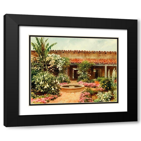 The Pation-old Spanish residence-California 1914 Black Modern Wood Framed Art Print with Double Matting by Palmer, Sutton