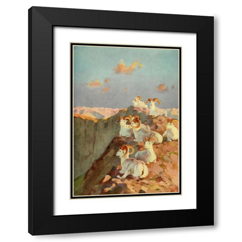 On the Precipice Black Modern Wood Framed Art Print with Double Matting by Rungius, Carl