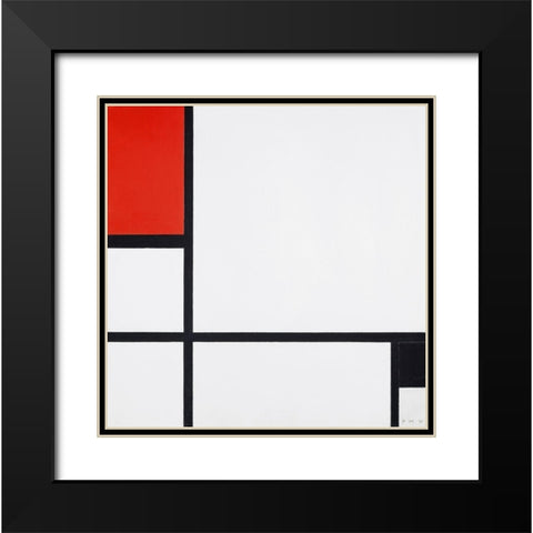 Composition No. I-with red and black Black Modern Wood Framed Art Print with Double Matting by Mondrian, Piet