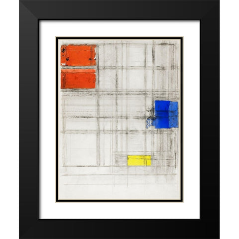 Study for a Composition Black Modern Wood Framed Art Print with Double Matting by Mondrian, Piet