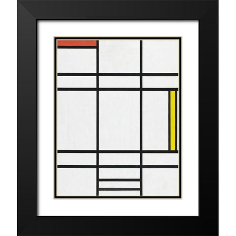 Composition in White-Red-and Yellow Black Modern Wood Framed Art Print with Double Matting by Mondrian, Piet