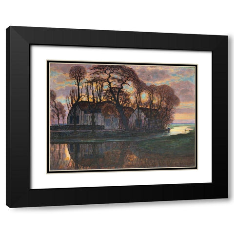 Farm Near Duivendrecht-in the Evening Black Modern Wood Framed Art Print with Double Matting by Mondrian, Piet