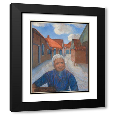On the Lappenbrink in Winterswijk Black Modern Wood Framed Art Print with Double Matting by Mondrian, Piet
