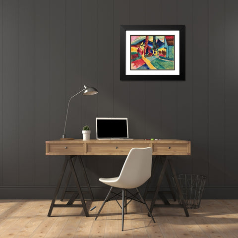 Landscape with Two Poplars 1912 Black Modern Wood Framed Art Print with Double Matting by Kandinsky, Wassily