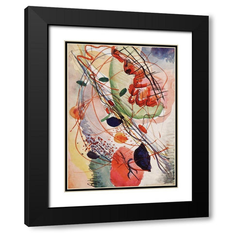 Aquarell print Black Modern Wood Framed Art Print with Double Matting by Kandinsky, Wassily