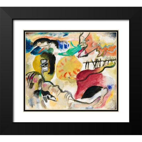 Improvisation 27-Garden of Love II 1912 Black Modern Wood Framed Art Print with Double Matting by Kandinsky, Wassily