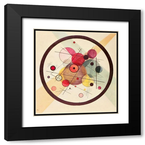 Circles in a Circle 1923 Black Modern Wood Framed Art Print with Double Matting by Kandinsky, Wassily