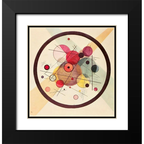 Circles in a Circle 1923 Black Modern Wood Framed Art Print with Double Matting by Kandinsky, Wassily