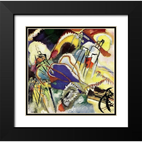 Improvisation no.30 Black Modern Wood Framed Art Print with Double Matting by Kandinsky, Wassily