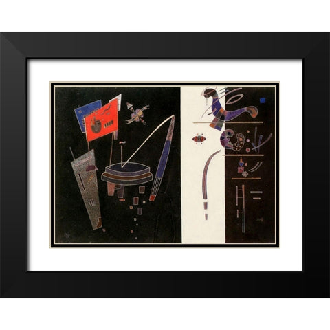 Red Accent 1943 Black Modern Wood Framed Art Print with Double Matting by Kandinsky, Wassily