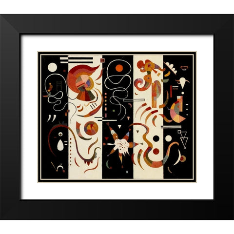Striped 1934 Black Modern Wood Framed Art Print with Double Matting by Kandinsky, Wassily